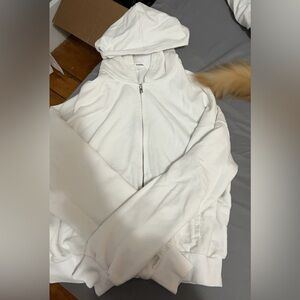 White zip up hoodie